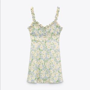 Zara Floral Printed Ruffle Strap Cami Mini Dress